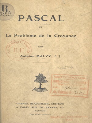 cover image of Pascal et le problème de la croyance